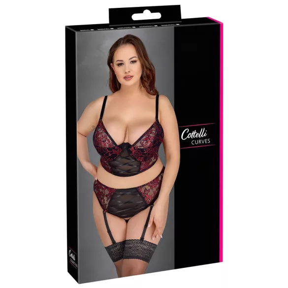 Cottelli Plus Size - bh sæt - rød - store størrelser