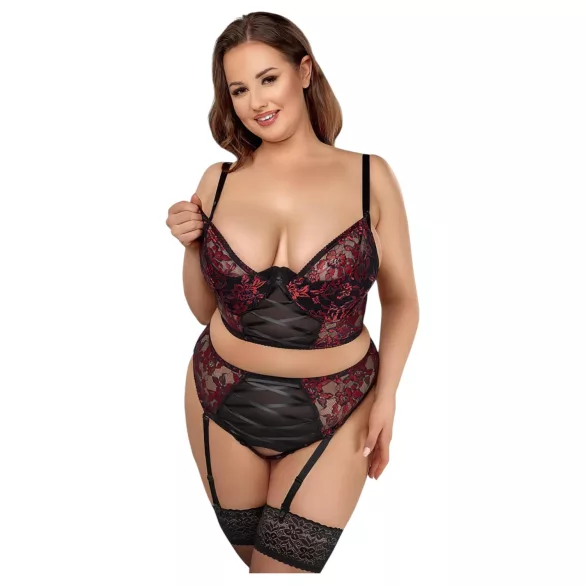 Cottelli Plus Size - bh sæt - rød - store størrelser - 90C/XL