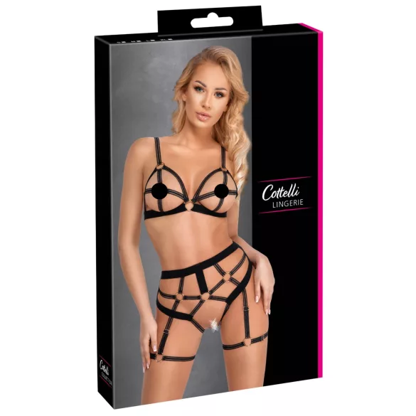 Cottelli - lingerie sæt - 2-delt harness - sort
