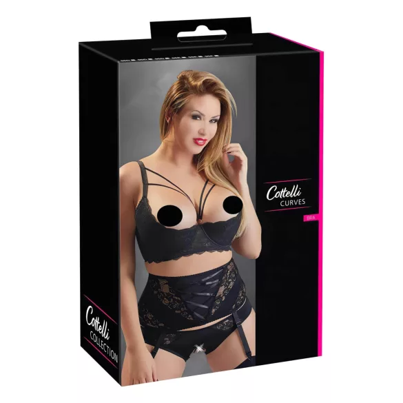 Cottelli Plus Size - bh med stropper og ringe (sort) - 85E