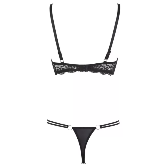 Cottelli - bh med stropper og ringe - tanga - sort - 80B/M