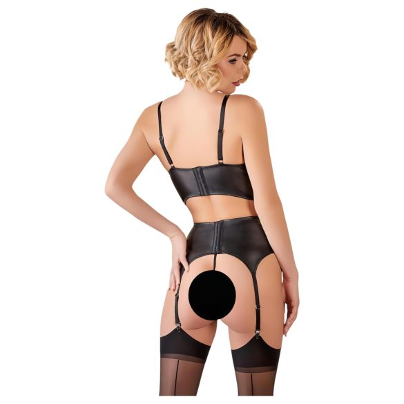 Abierta Fina - lingerisæt med stropper og blonde - sort - 80C/M