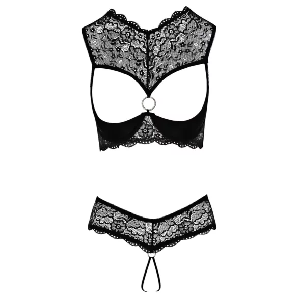 Cottelli - åbent bh-sæt - sort - lingeriesæt - 80B/M