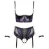 Cottelli Bondage - bh‑sæt og armmanchetter (sort-lilla)