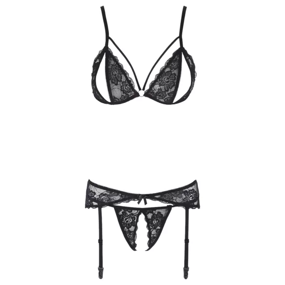 Cottelli - åbent blonde lingerisæt - sort - M