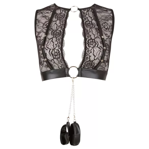 Cottelli Bondage - blondelingerisæt + håndjern (4‑delt) - L