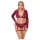 Cottelli Curves - lingerisæt - langærmet blonde - rød - 2XL