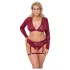 Cottelli Curves - lingerisæt - langærmet blonde - rød - 2XL