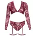 Cottelli Curves - lingerisæt - langærmet blonde - rød - 2XL