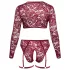 Cottelli Curves - lingerisæt - langærmet blonde - rød - 2XL