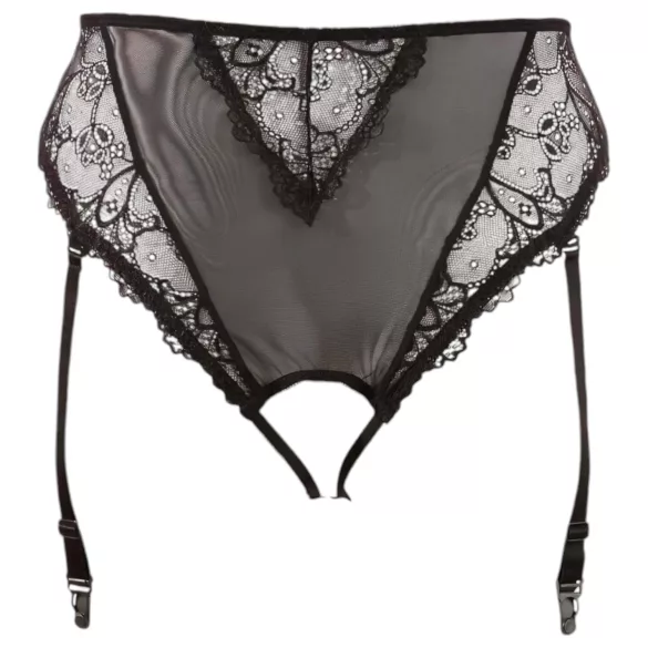 Cottelli Plus Size - blonde strømpeholder trusser (sort)
