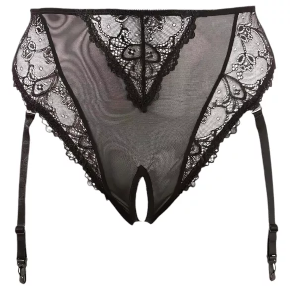 Cottelli Plus Size - blonde strømpeholder trusser (sort)