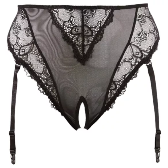 Cottelli Plus Size - blonde strømpeholder trusser (sort)