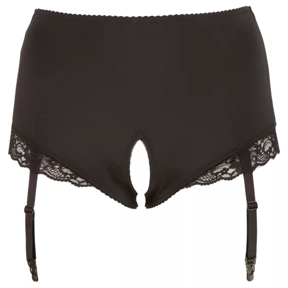Cottelli Plus Size - Hofteholder med åbne trusser (sort) - 3XL