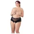 Cottelli Plus Size - åbne trusser med blonder og perler - sort - 3XL