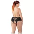 Cottelli Plus Size - åbne trusser med blonder og perler - sort - 4XL