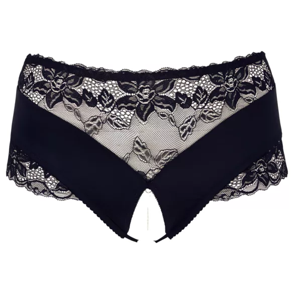Cottelli Plus Size - åbne trusser med blonder og perler - sort - 4XL