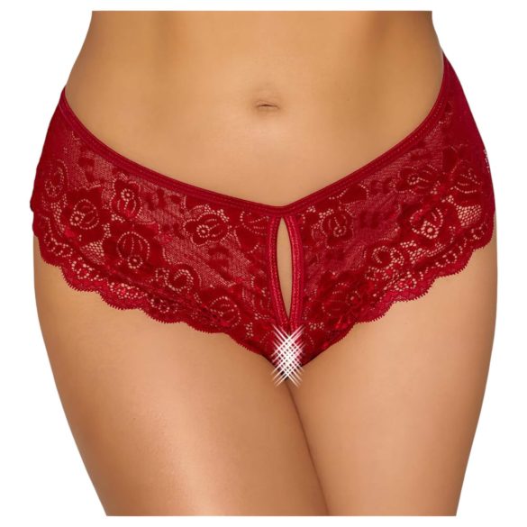 Cottelli - Rød blonde trusse, åbent design - XL