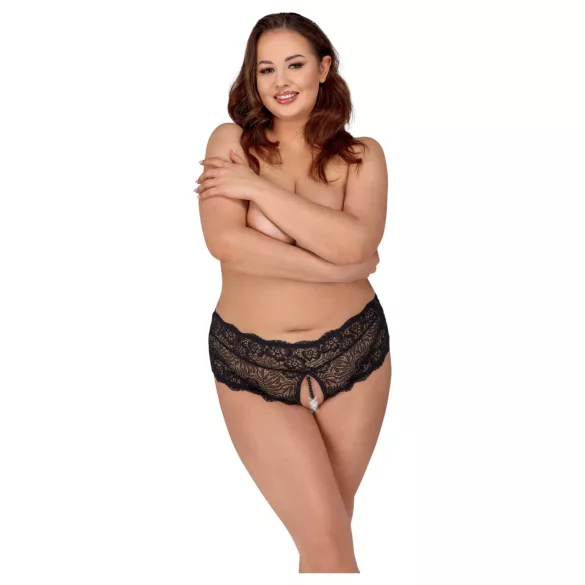 Cottelli Curves - åbne blondetrusser (sort)