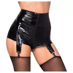 Noir - hotpants med strømpeholder - blank - sort - L