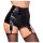 Noir - skinnende hotpants med strømpeholdere (sort) - L