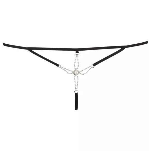 Cottelli - åben stringtrusse til kvinder - strass detaljer - sort - M/L
