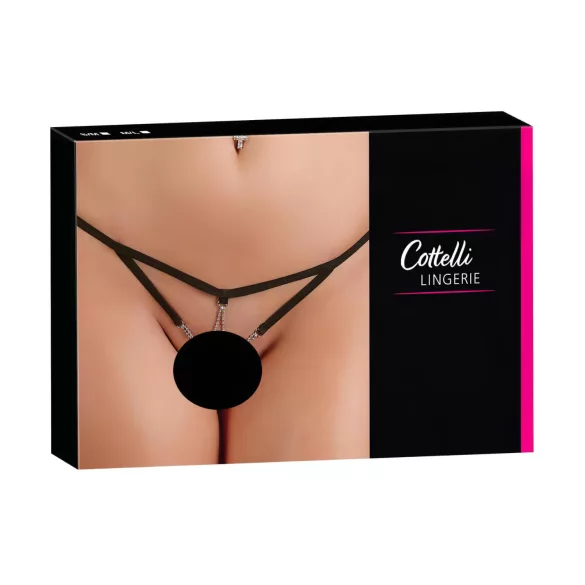Cottelli - åben stringtrusse til kvinder - strass detaljer - sort - M/L
