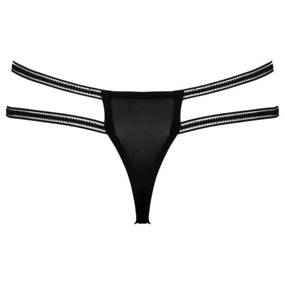 Cottelli - luksus åbent tanga med ring - sort - M/L