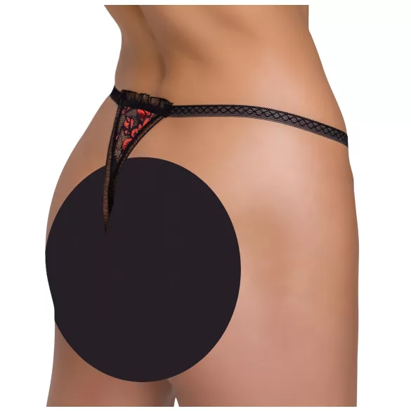 Cottelli - trusse med perler - luksus - sort med rosendetaljer - M/L