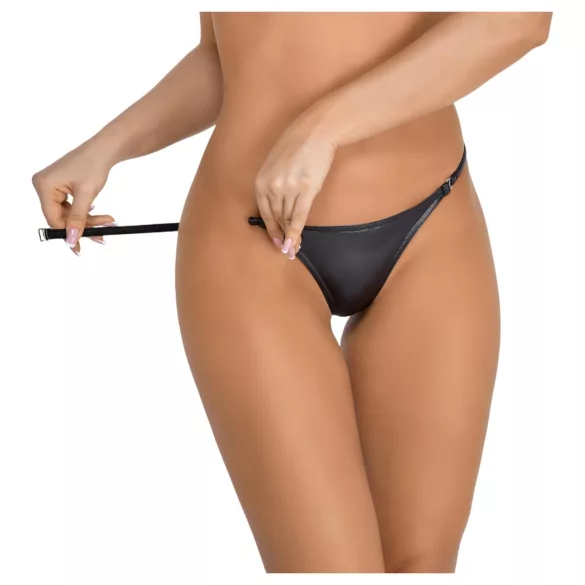 Noir - tanga - blank look - sort