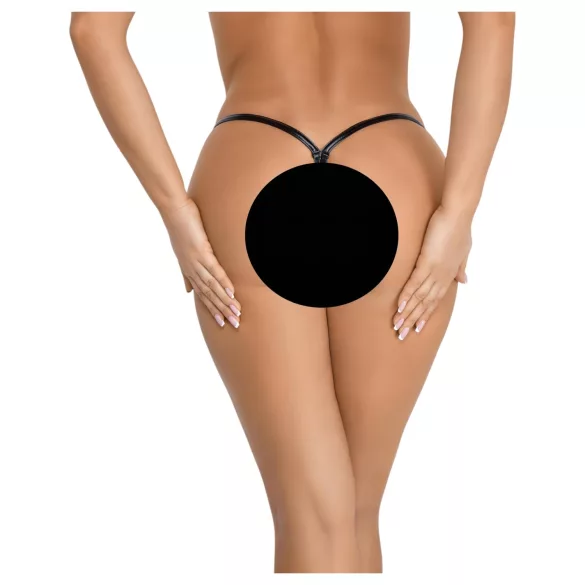 Noir - tanga - blank look - sort