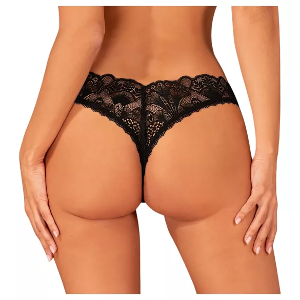 Obsessive - åben trusse med blonder - sort - XL/XXL