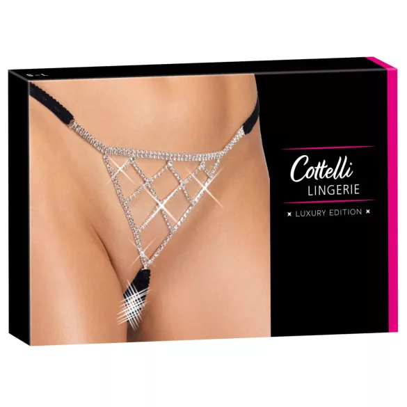 Cottelli - åben stringtrusse med sølvdetalje - sort (S-L)