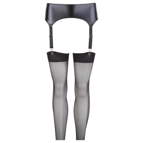 NO:XQSE - Strømpeholder sæt - Skinnende look - Sort - M