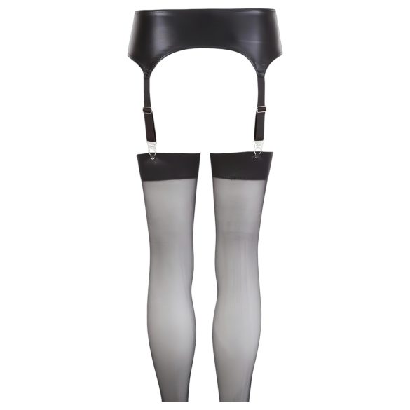 NO:XQSE - Strømpeholder sæt - Skinnende look - Sort - XL