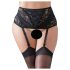 Cottelli Plus Size - Blonde & Snøred Strømpeholder (Sort) - XL
