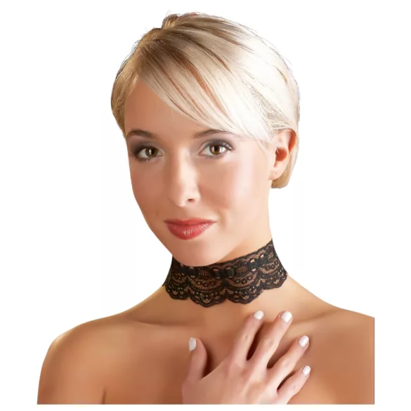 Cottelli - kunstlæder blondehalsbånd BDSM kostumetilbehør