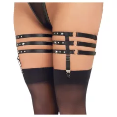   Cottelli - hofteholder med strømpebånd - læderlook - sort - L/XL