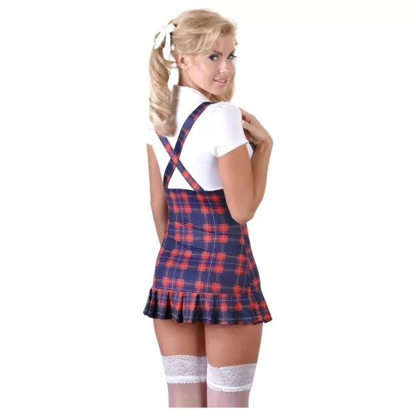 Cottelli - skolepige kostume - ternet kjole - rød/hvid - XL