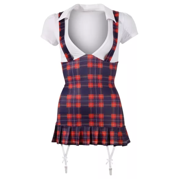 Cottelli - skolepige kostume - ternet kjole - rød/hvid - XL
