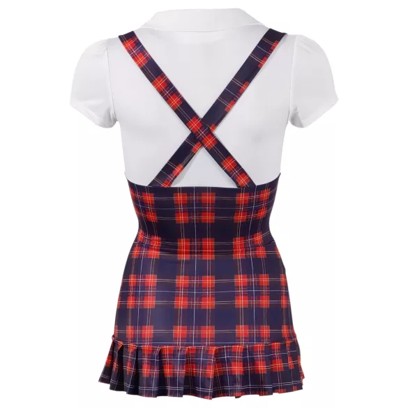 Cottelli - skolepige kostume - ternet kjole - rød/hvid - XL