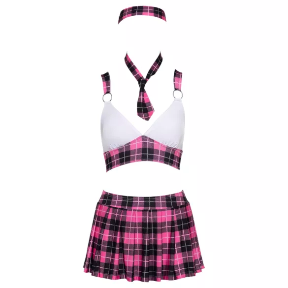 Cottelli - skolepige kostume sæt - ternet - pink - M