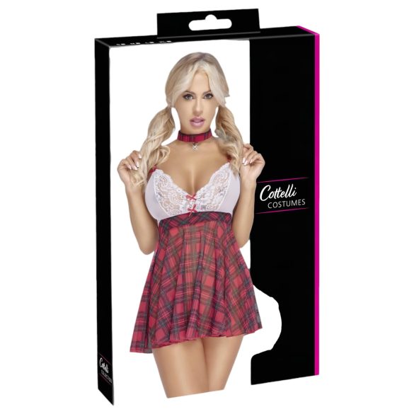 Cottelli - skolepige kostume - rød/hvid - L