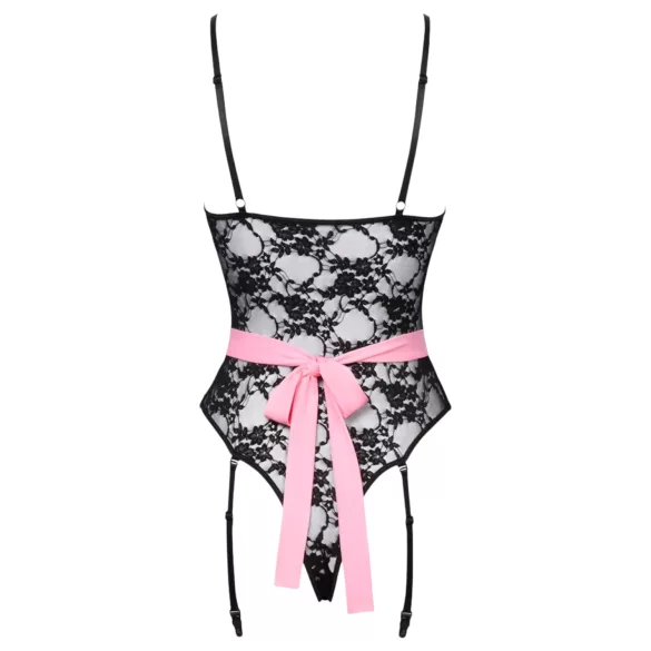 Cottelli - gennemsigtig stuepige kostume - sort/pink