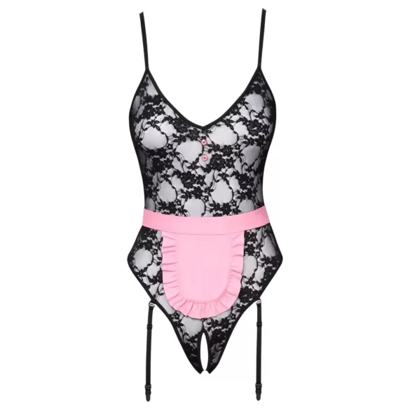 Cottelli - gennemsigtig stuepige kostume - sort/pink - M