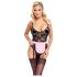 Cottelli - Gennemsigtig Stuepige Kostume (Sort-Pink) - L