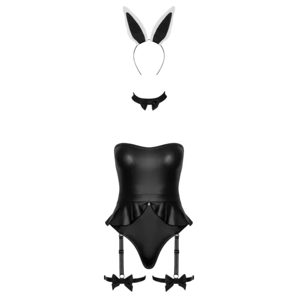 Cottelli - sexet kaninkostume - sort - 3 dele - L