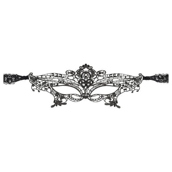 Cottelli - øjenmaske med blondelook og broderi - sort