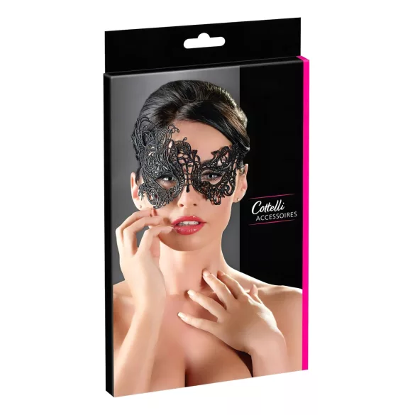 Cottelli - maske - broderet asymmetrisk design - sort