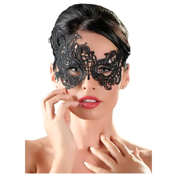 Cottelli - maske - broderet asymmetrisk design - sort